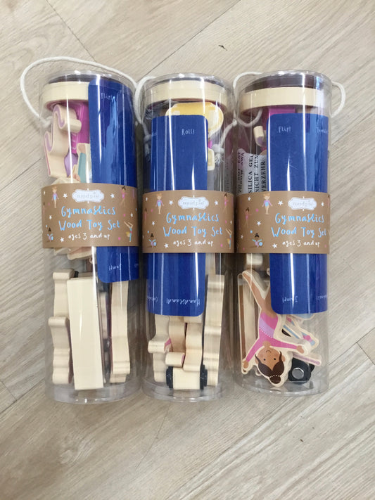 Gymnastics wood toy set