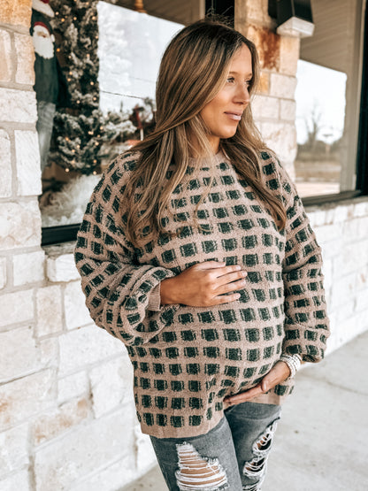 GREEN CHECKERED SWEATER