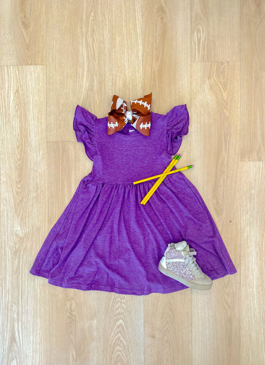 Purple Ruffle Sleeve Dress