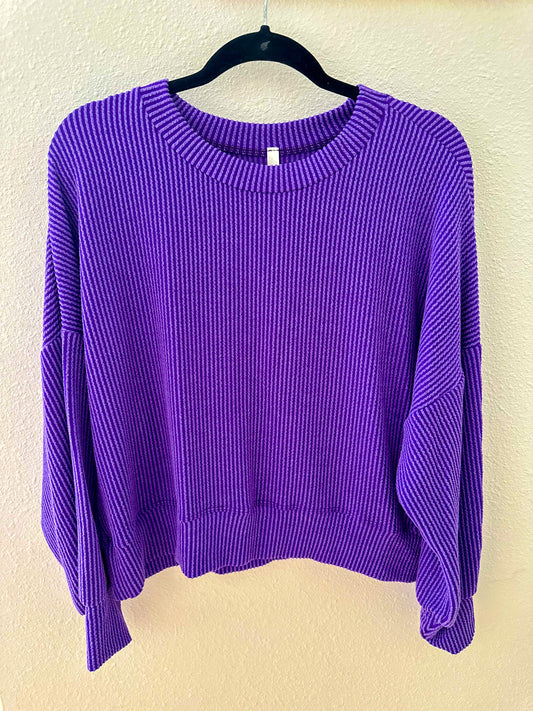 Purple Ribbed Sweater