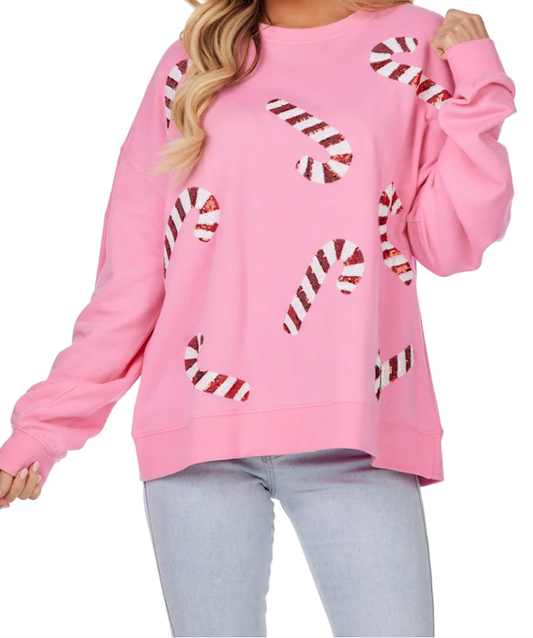 WOMENS CANDY CANE SWEATER